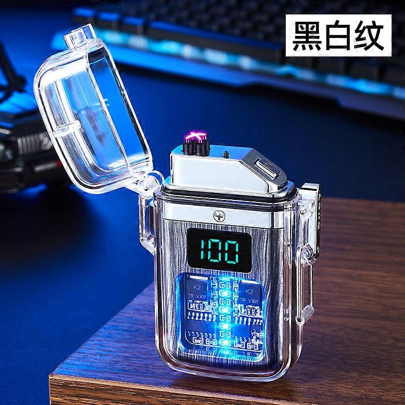 Cross-Border Transparent Case Waterproof Windproof Electronic Pulse Arc Lighter Digital Display Usb Electronic Cigarette Lighter Wholesale Cross-Borde