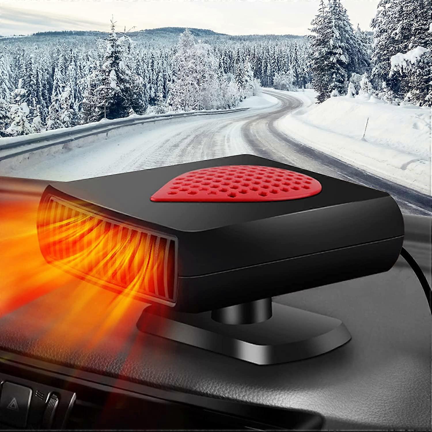 12 V Portable Car Heater, 150 W 2-in-1 Car Heater Defroster with Air Purification Function for Car Windscreen Fan Heater Defroster, Plug in Cigarette 