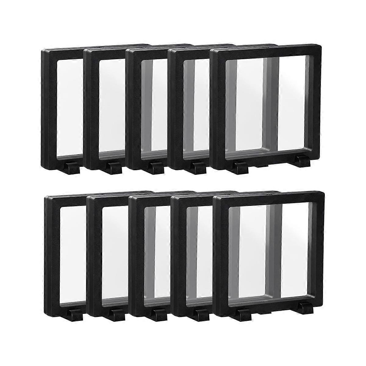 10X Black 3D Floating Case Holder Coin Floating Display with Base for Coin Medallions Jewelry