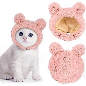 Crday Cute Cat Costume Varm Bear Hat For Cat Justerbar Soft Small Pet Hodeplagg Bear Gift