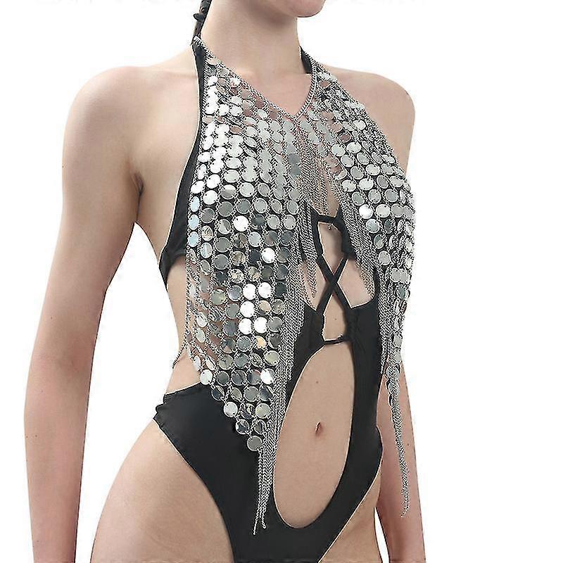 Women's Sexy Halter Backless Tank Top Bra Body Chain Necklace Tassels Party SZRH A-F