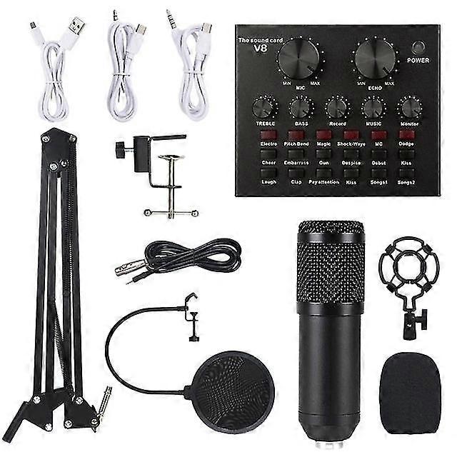 Bm800 microphone kit with v8 sound card professional microphone studio condenser microphone for computer