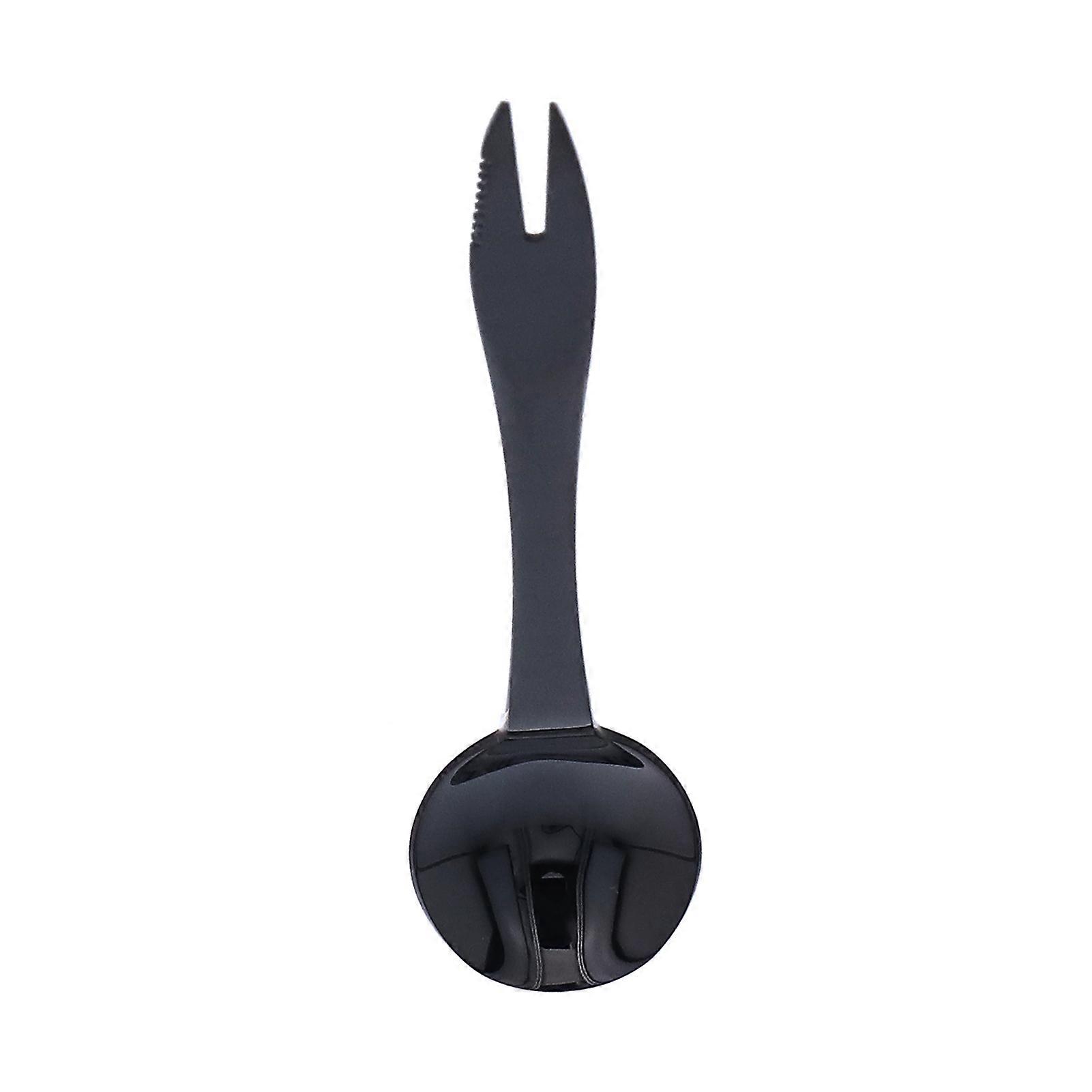 3 in 1 Kitchen Tableware Multifunctional Portable Fork Spoon Spork with Teeth Flatware for HomeBlack