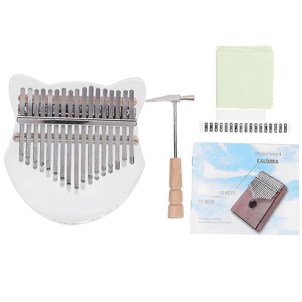 17Key Kalimba Thumb Keyboard Instrument with Bag and Tuning Hammer Musical Instrument GiftTransparent