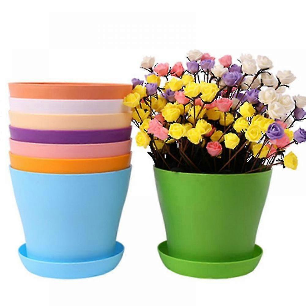 Plastic Planters Indoor, 8 Pieces With Saucer10*8.5*cm
