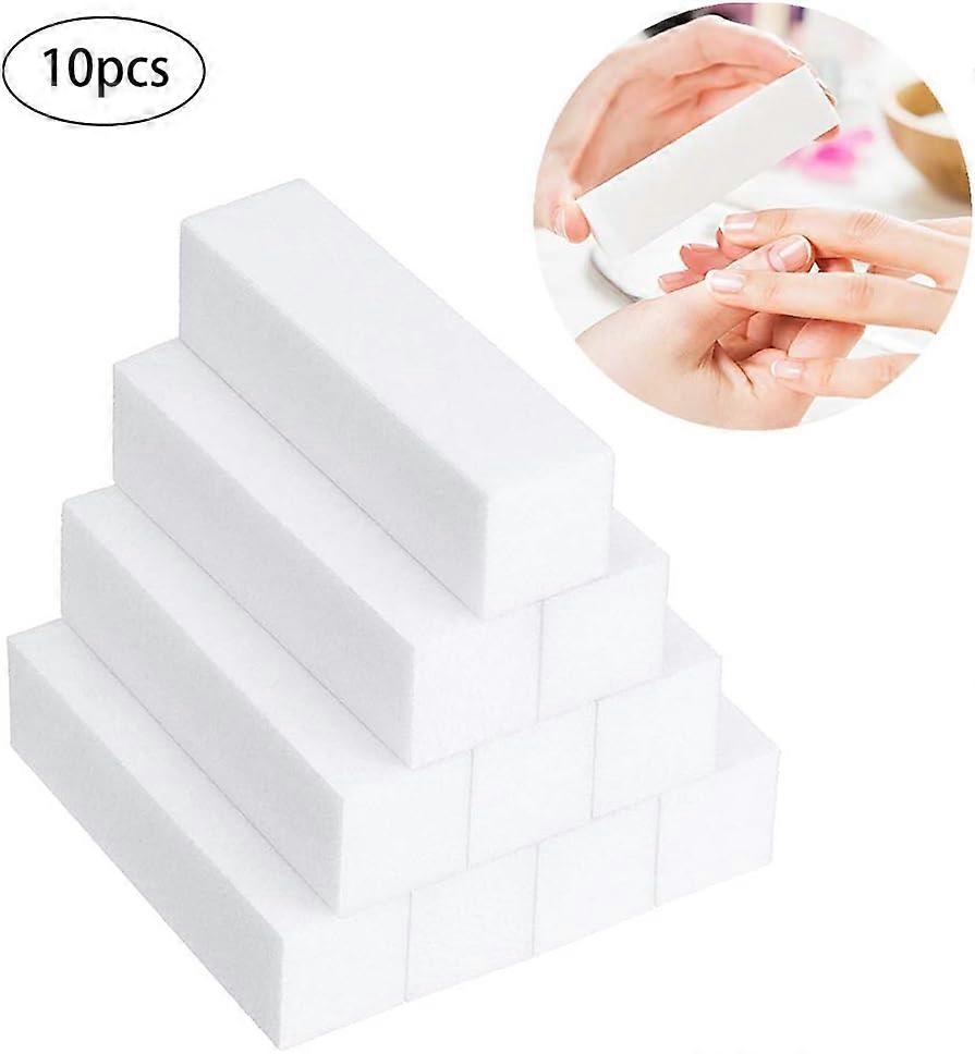 Square Sponge Nail File Art Buffing Pad Sanding Block Grit Manicure Buffer Nail Art Tool White 10pcs,2024 Ping