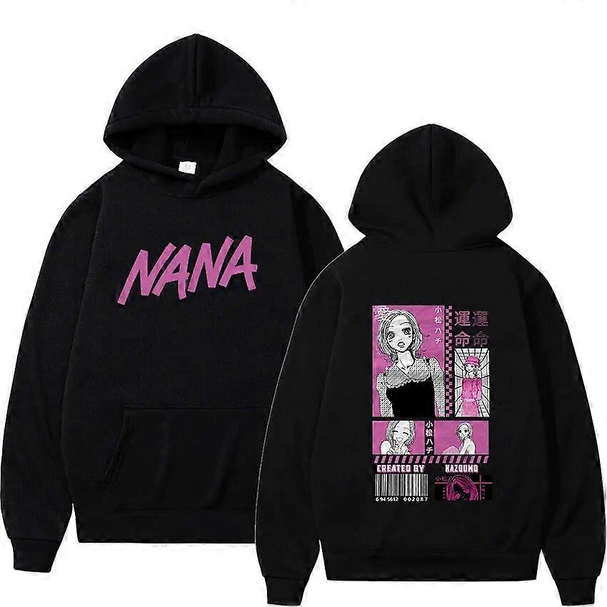Japanese Anime Nana Osaki Hachi Komatsu Hoodie Black Stones Band Manga Sweatshirts Men Women's Fashion Pullovers Y2k Streetwear Black