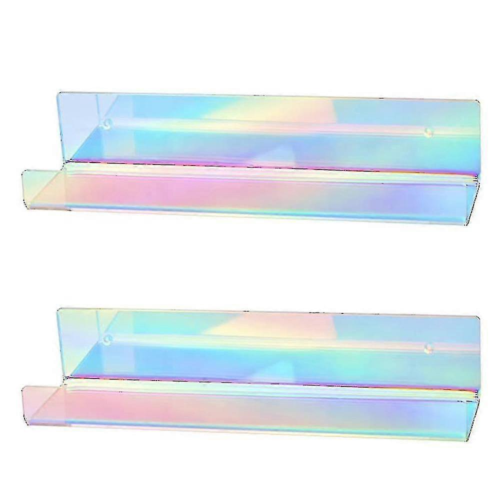 2pcs Rainbow Acrylic Wall Mounted Floating Bookshelf