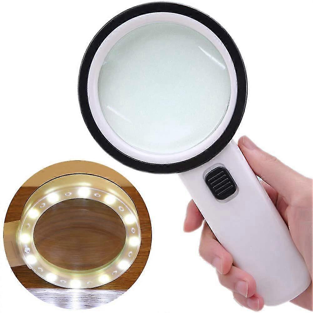 Magnifying Glass With Light,30x High Power Jumbo Lighted Magnifier Lens For Seniors Reading Small Pr