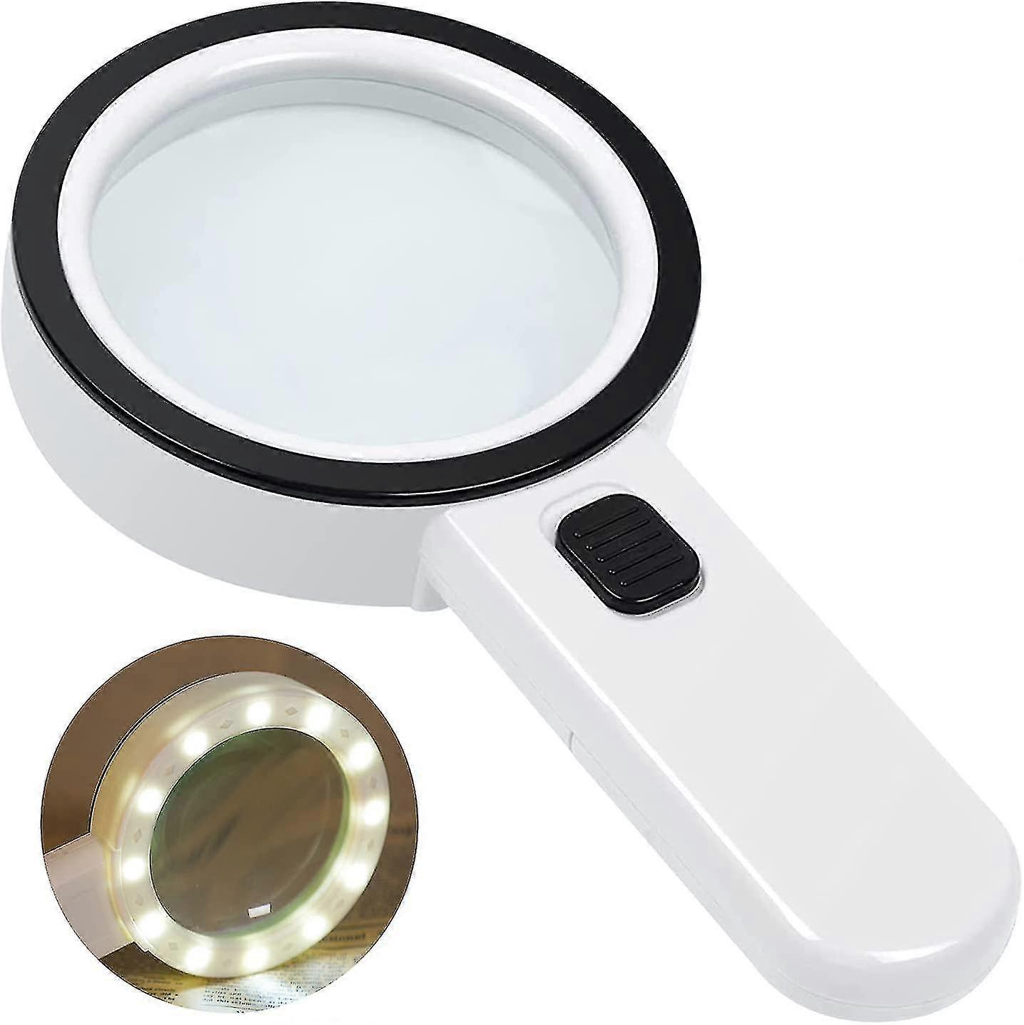 Magnifying Glass With Light, Handheld Magnifying Glass 30x 12 Led Lighted Magnifier Illuminated Magnifying Glass For Low Vision Seniors Reading, Solde