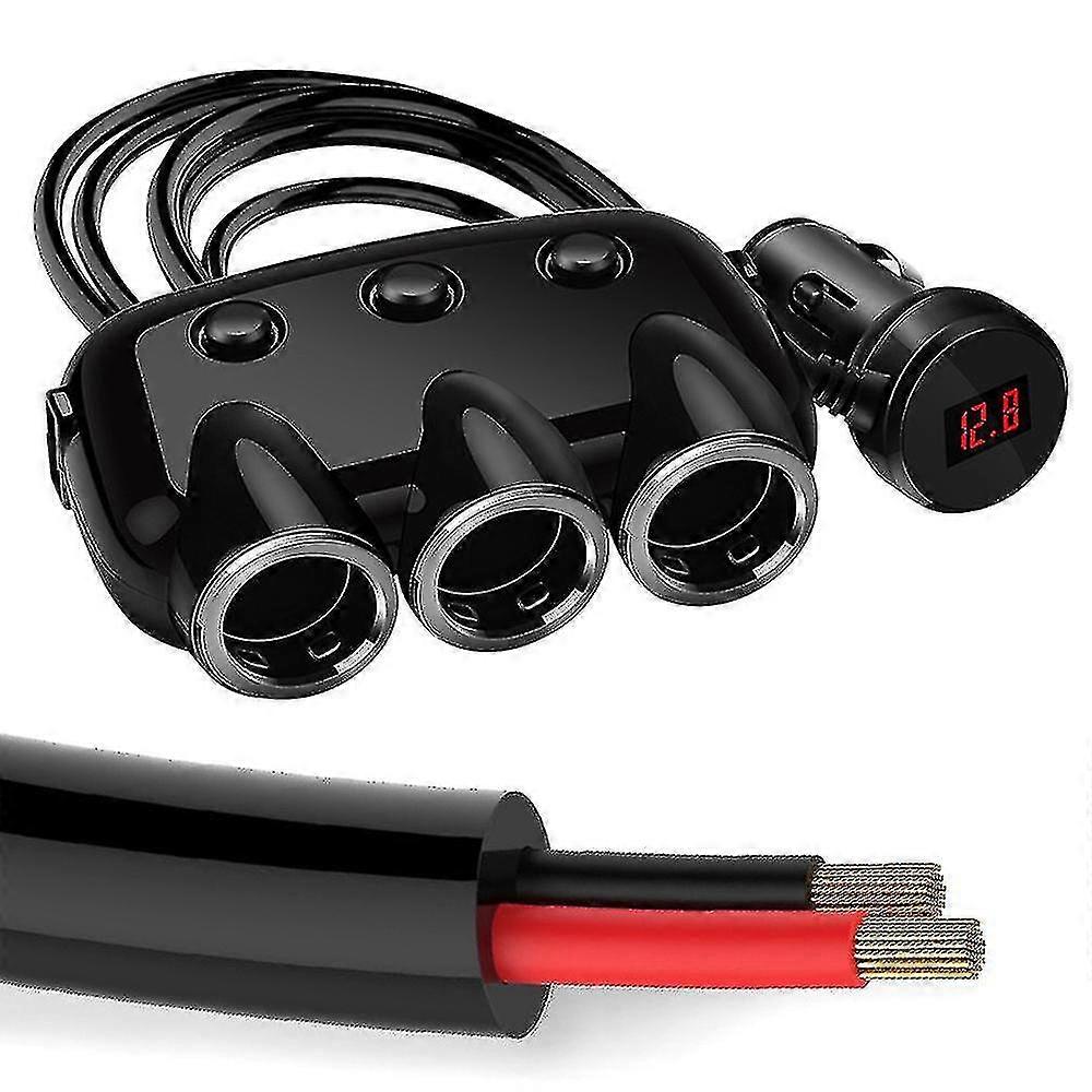 3 Way Car Cigarette Socket Lighter Splitter Dual Usb Charger Adapter