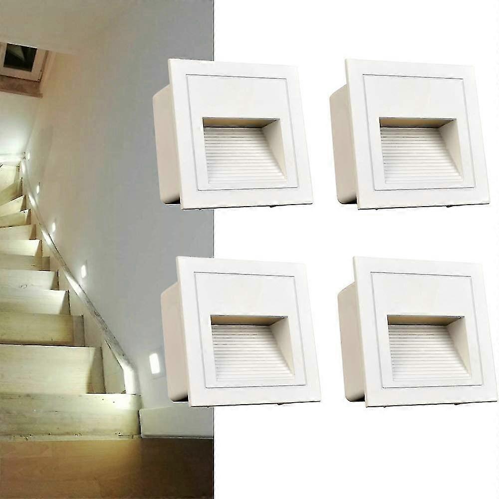 Ensemble De 4 Led Applique Encastr Murale, Blanc Froid Ip65 Lumires D'escalier, Lumires De Marche, Aluminium, Clairage Et Lumires Dcoratives