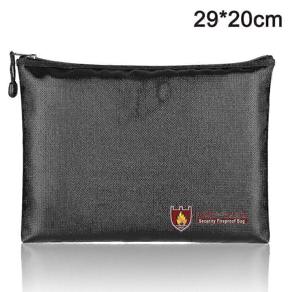 Fireproof Document Bag, Waterproof Zippered Pocket,29x20cm,black