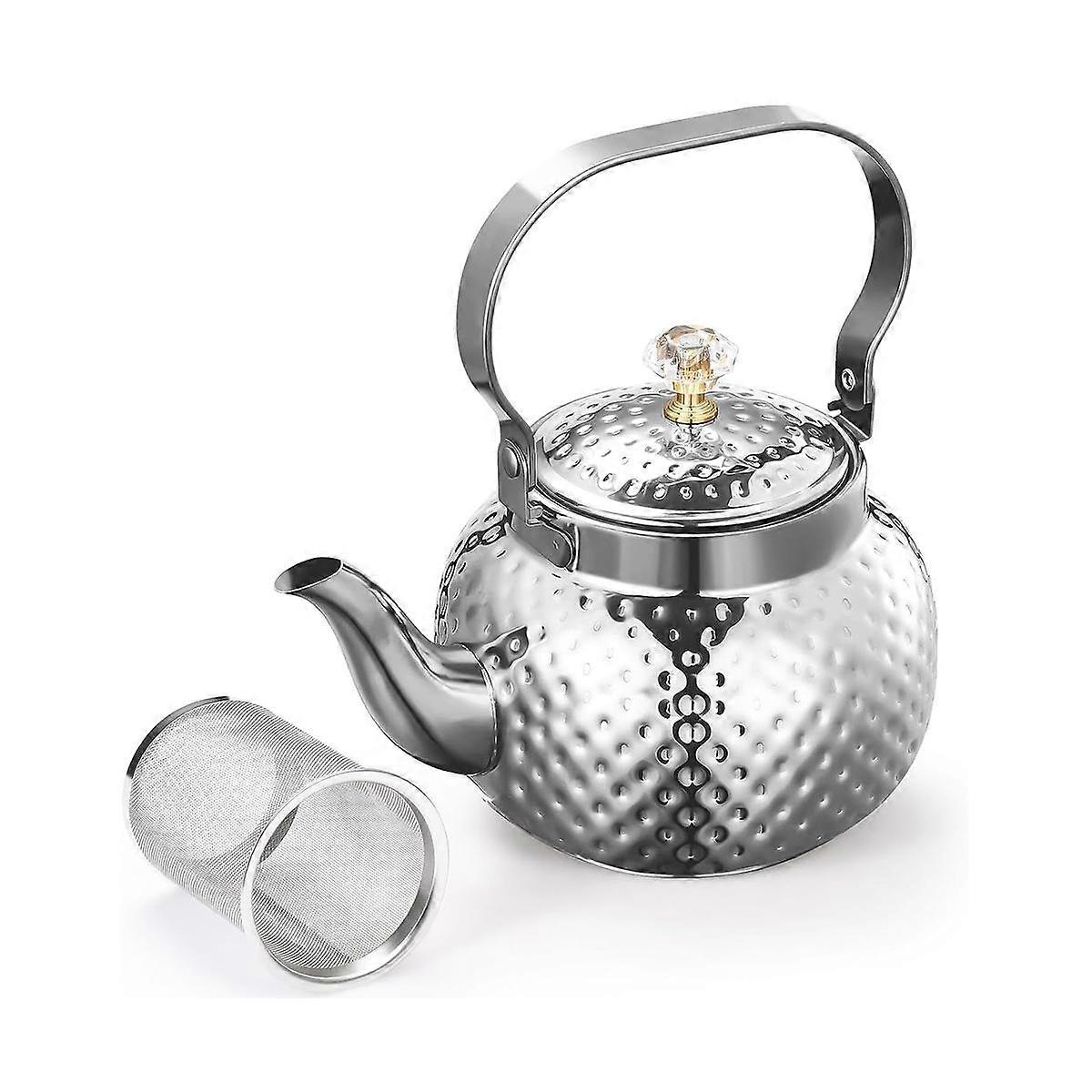Stainless Steel Teapot with Infuser 1.2 L,Kettle Teapot with Removable Filter-for Filtering Tea Or
