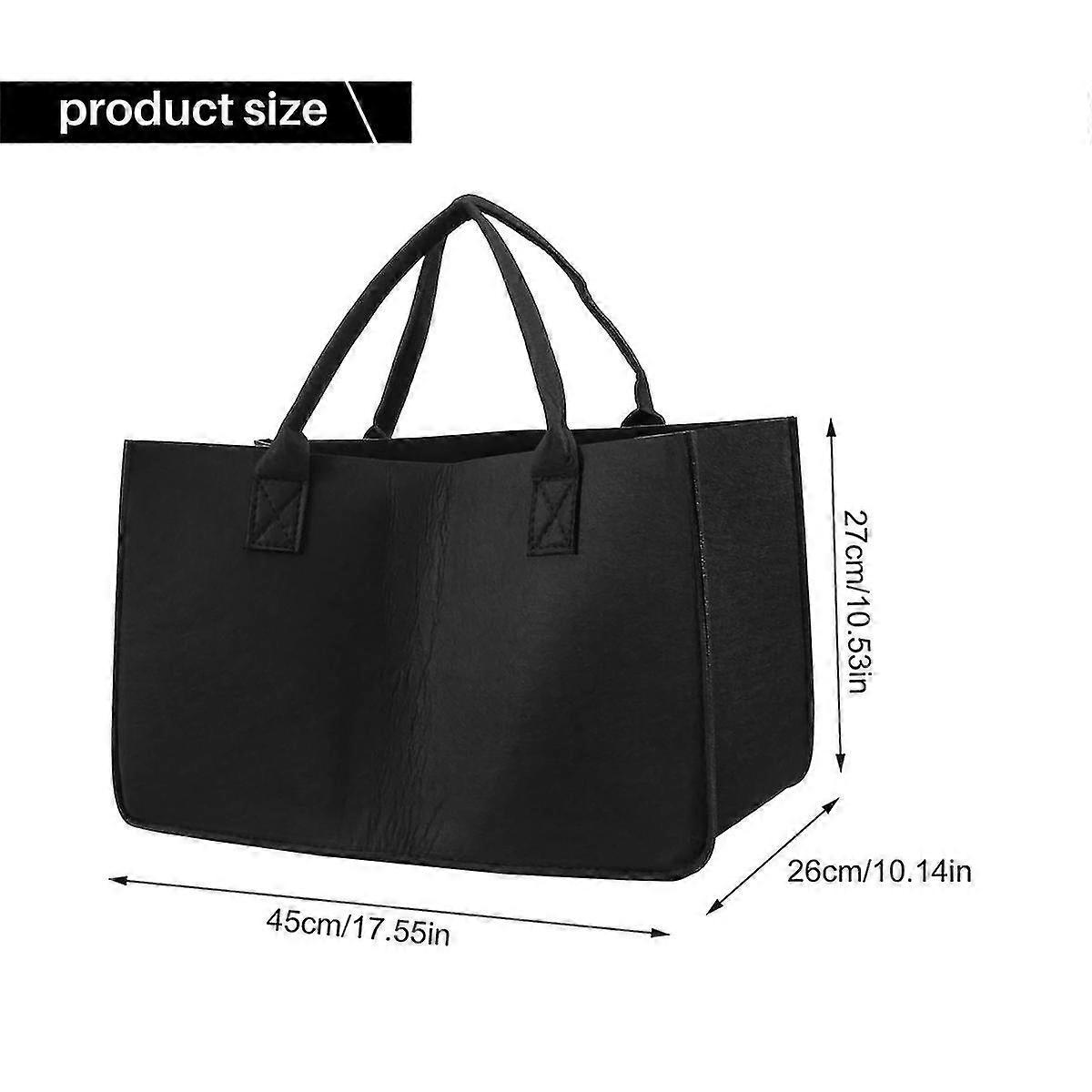 الموقد الخشب شعر حقيبة التخزين سلة مجلة الرف جيب الحطب ، شعر طوي حامل الحطب سلة أسود