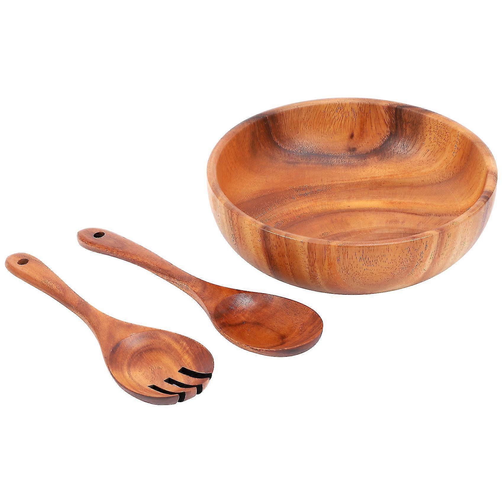 Ciotola Insalatiera In Legno Con Mestolo E Forchetta - Set Da 24 Cm Per Insalate, Frutta E Pasta - Fatto A Mano - 4