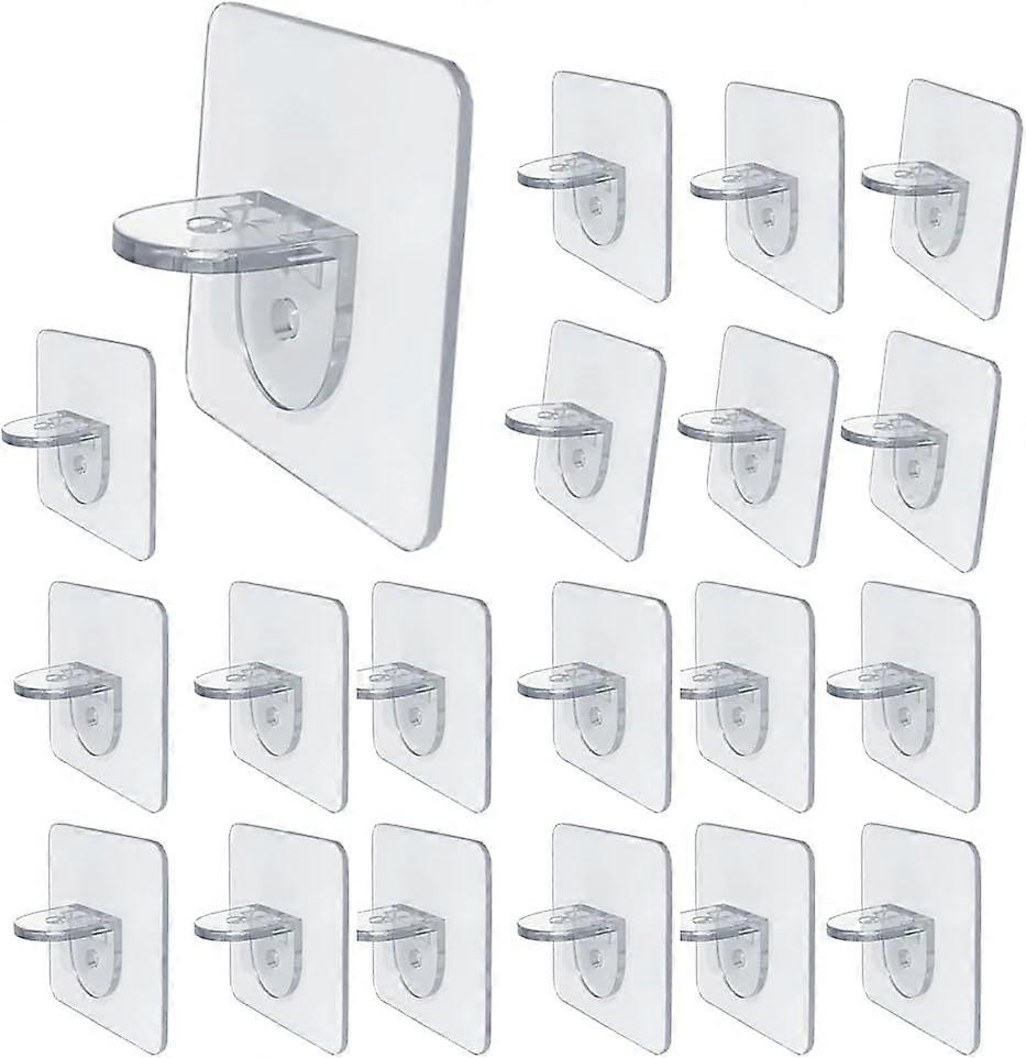 20Pcs Perforation-Free Wardrobe Layered Partitions Sticking Hooks Layer Support Triangle Bracket Shelf Support Racks Sticky Hooks