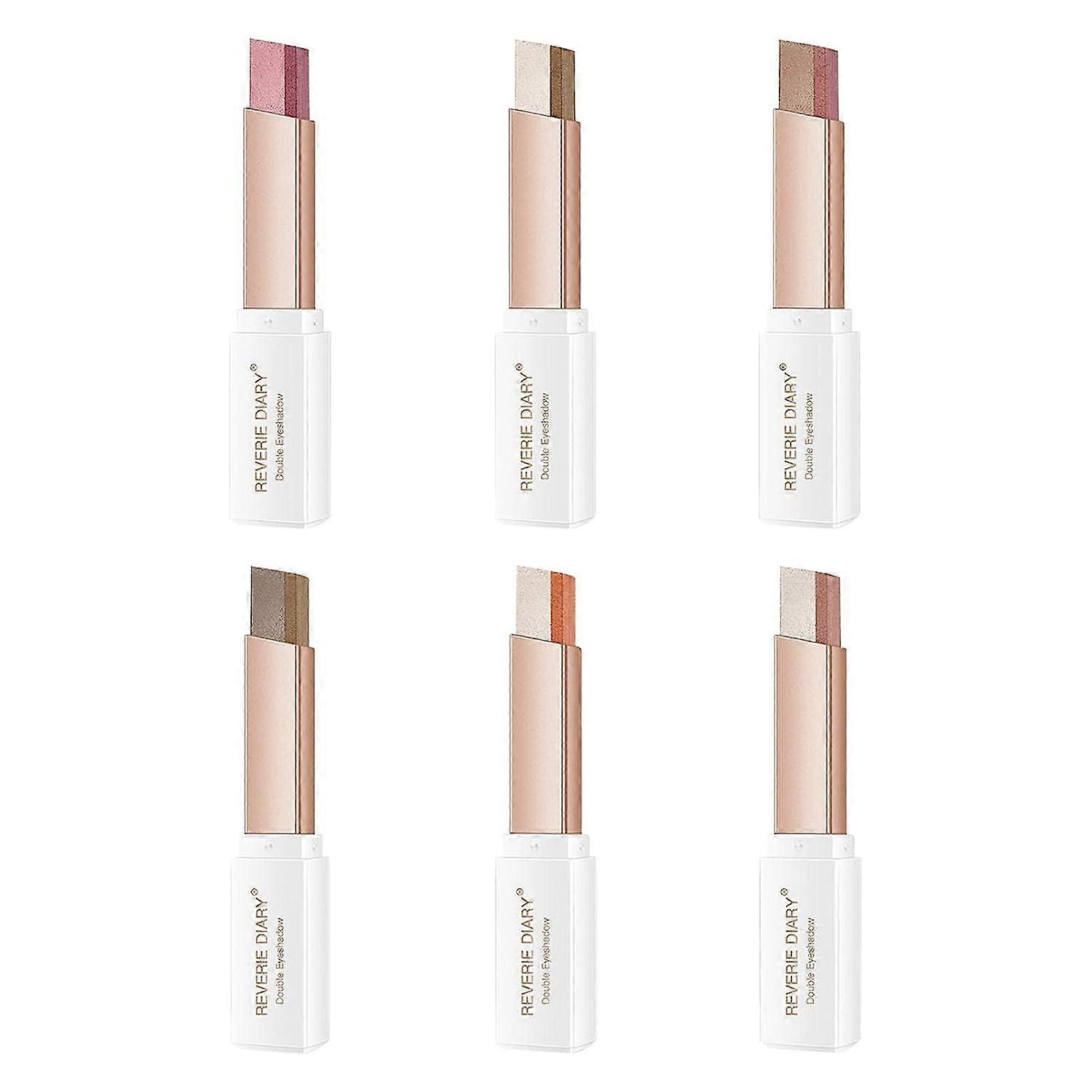 6 Colors Eyeshadow Pen, Double Colour Eyeshadow Pen, 2 in 1 Gradient Shimmer Eyeshadow