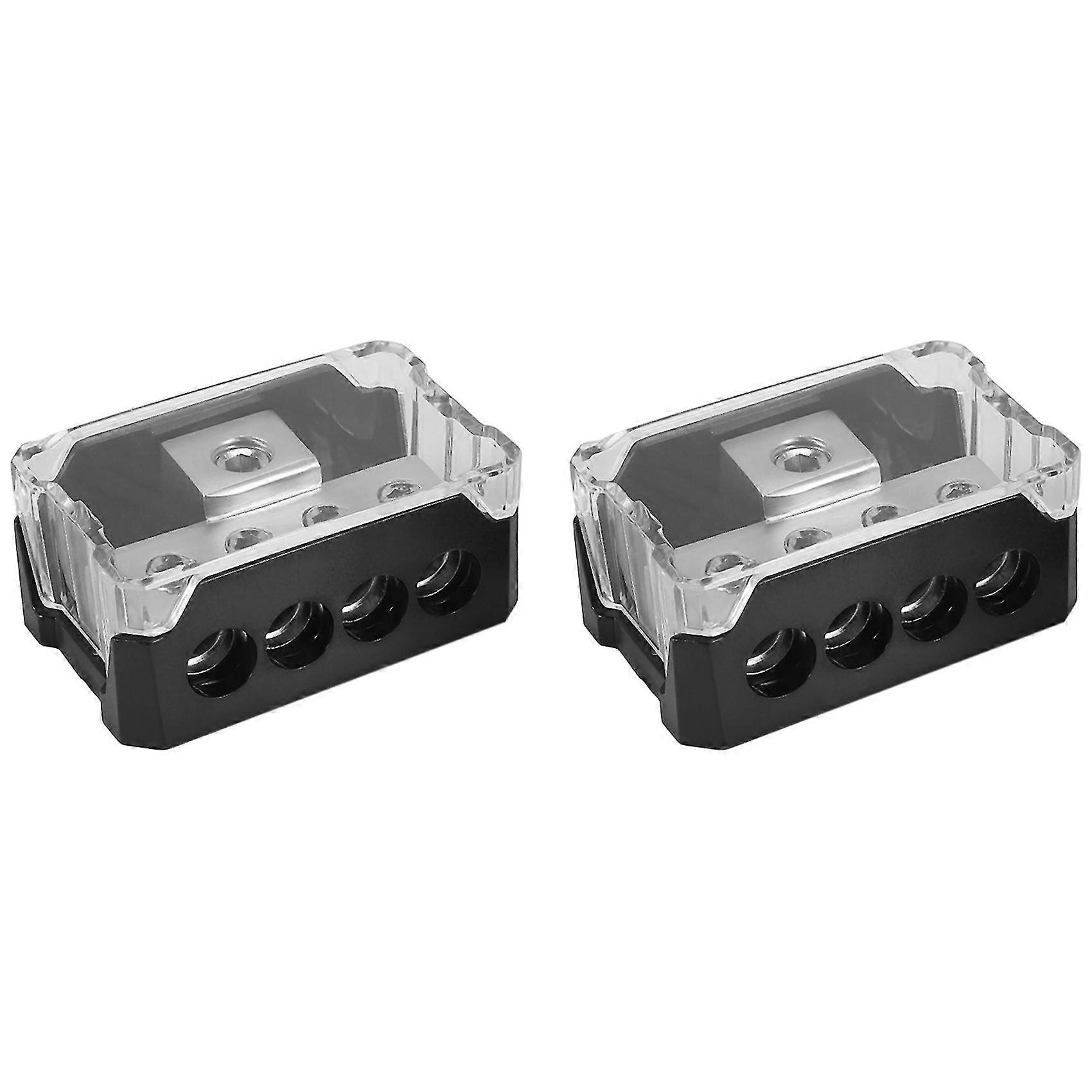 4Way Power Distribution Block 0/2/4 AWG Gauge in 4/8/10 Gauge Out Car Audio Connecting for Audio Sp