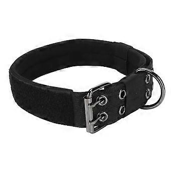 Adjustable Heavy Duty Dog Collar with Buckle and Hook for Medium and Large Dogs Black XL