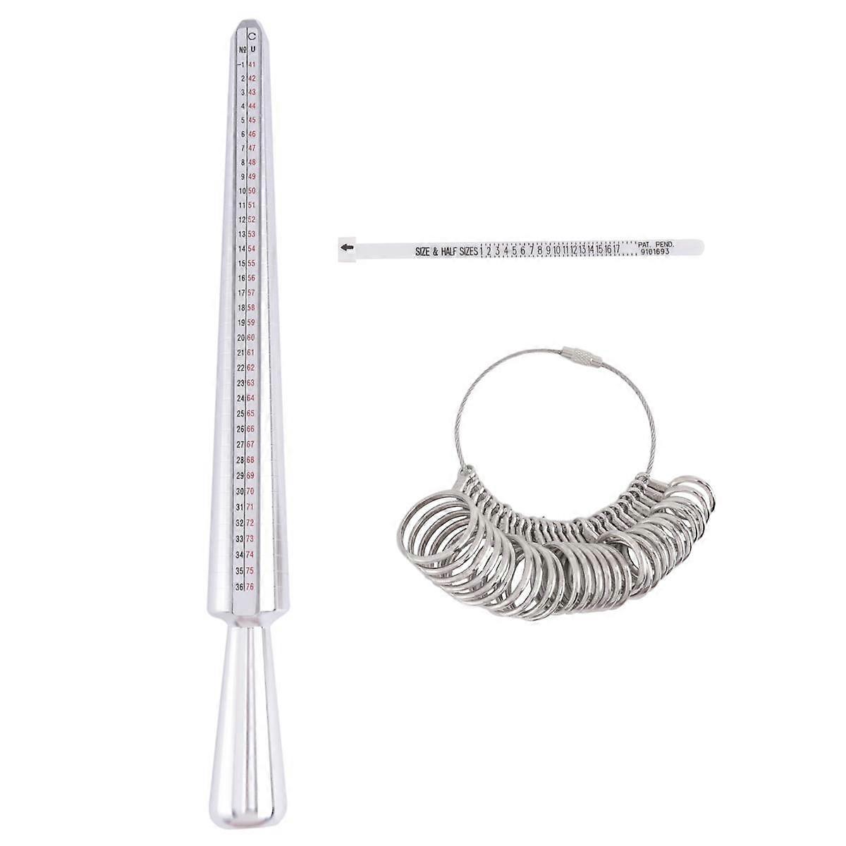 3PCS Ring Sizer Measuring Tool Set, Ring Gauges with Finger Sizer Mandrel Ring Sizer for Jewelry Si