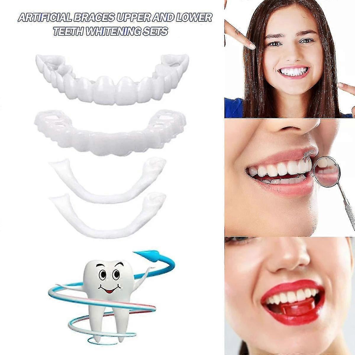 2pair Teeth Veneers Fake Tooth Kit Temporary False Teeth Cover Dentur