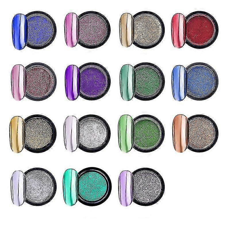 Chrome-plated Nail Powder Set Of 15 Color