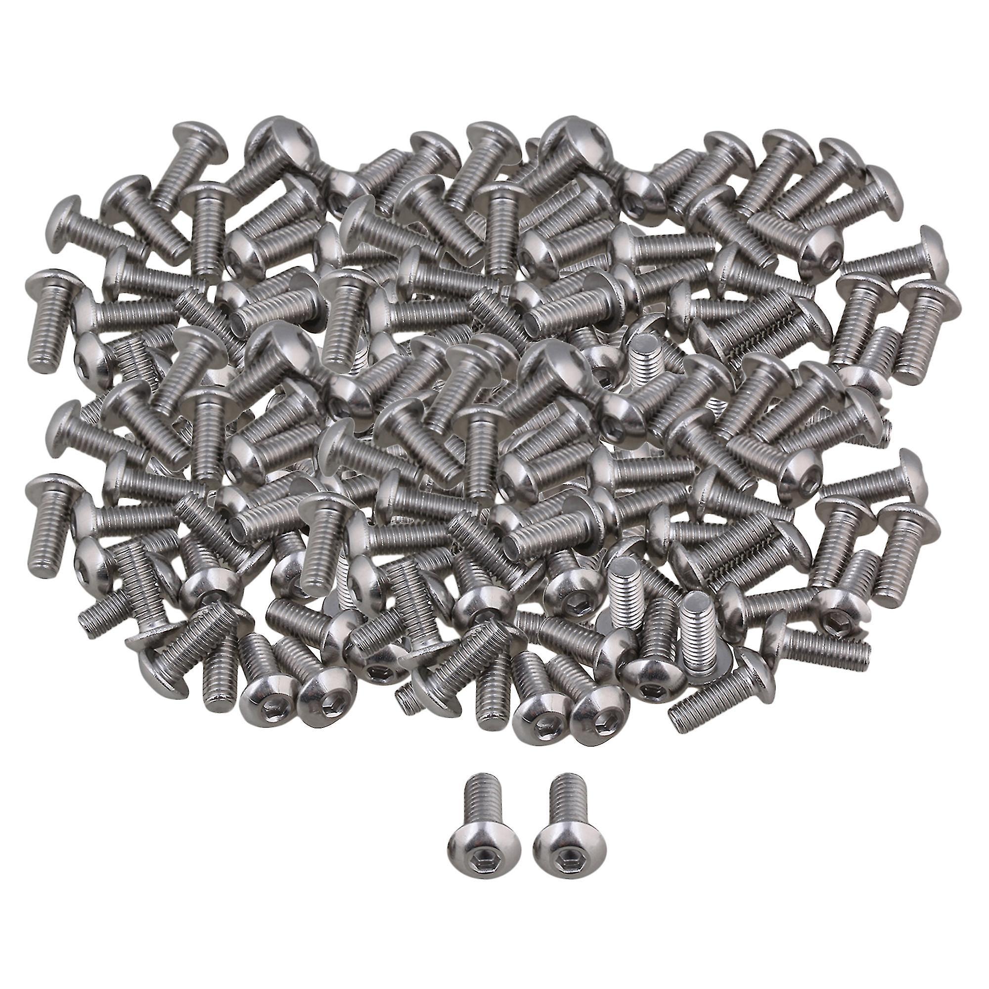 Screws 200x Metric Thread M4x10mm Head Hex Socket Cap Screws Bolts Metal Silver