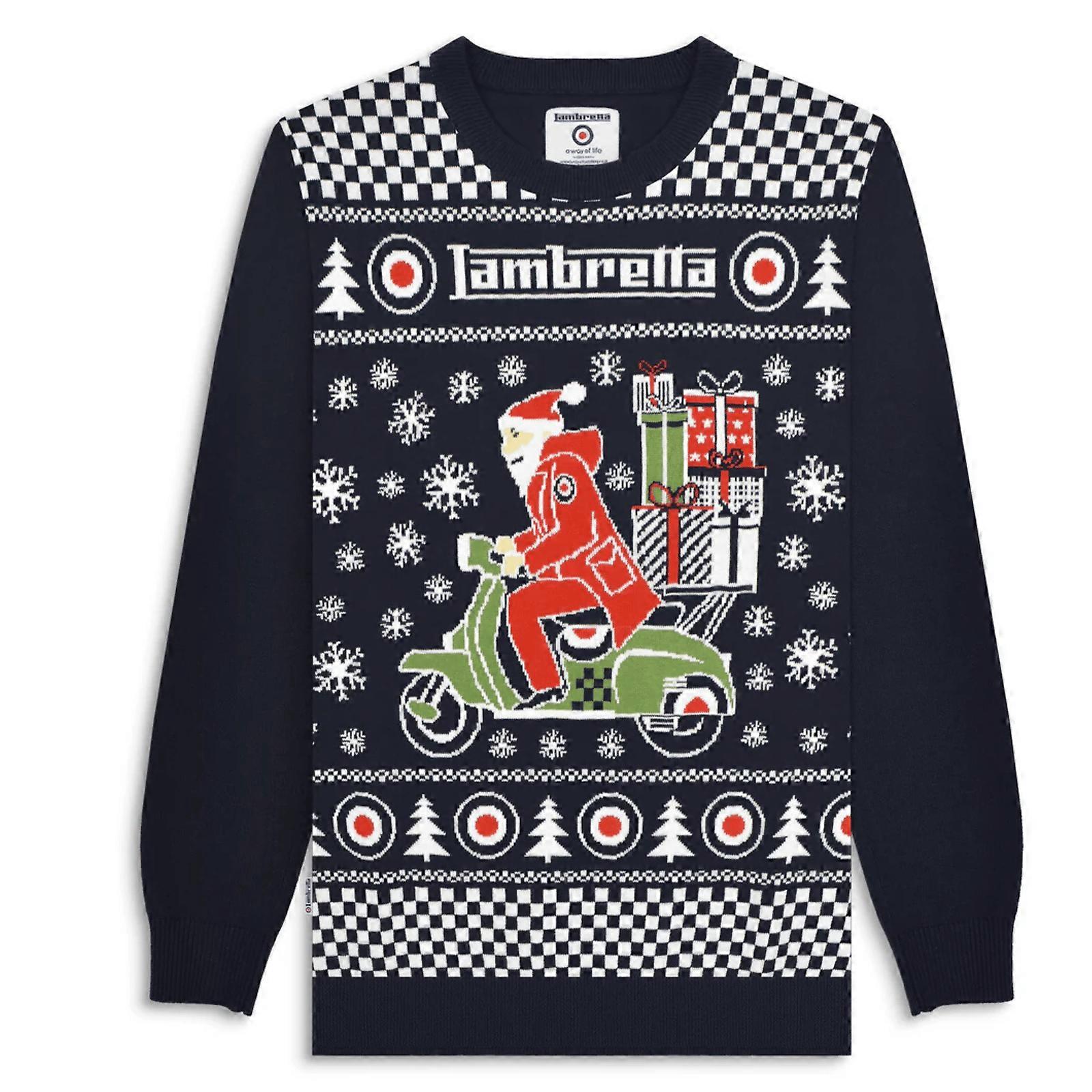 Lambretta 男士滑板车圣诞套头衫节日毛衣运动衫滑板车