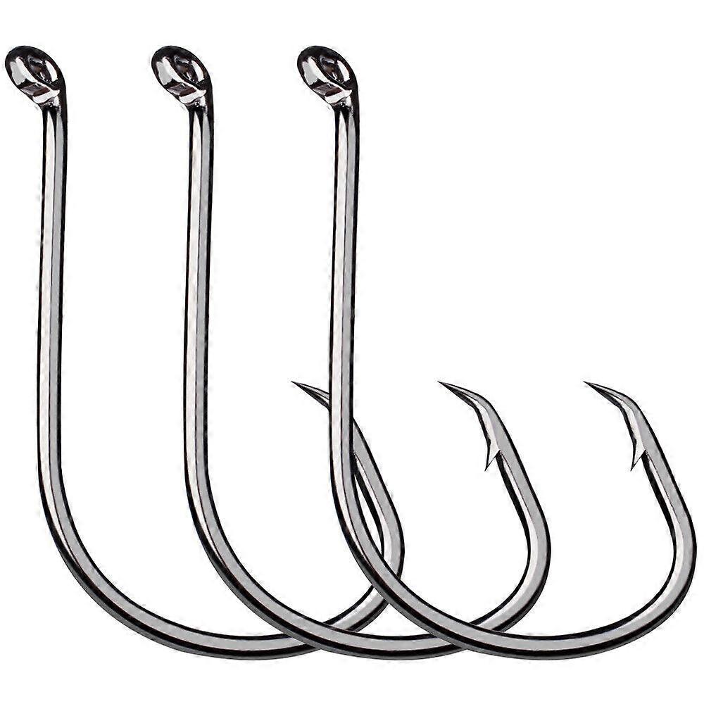 75pcs Fish Hooks 5 Sizes Fishing Black Silver Sharpened With Box Size: #1- 4/0#