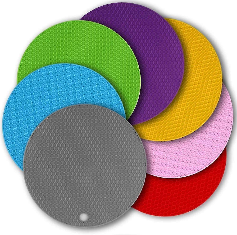 7 Pack 7 Inch Silicone Trivet, Multi-function Silicone Insulation Non-slip
