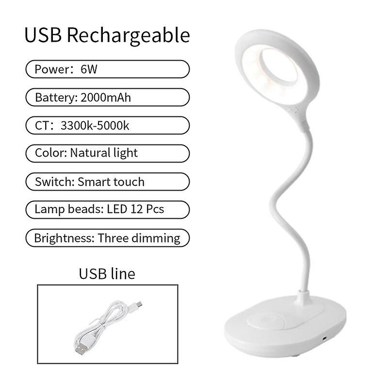 Led Desk Lamp 3 Color Stepless Dimmable Touch Foldable Table Lamp Bedside Reading Eye Protection Night Light Dc5v Usb Chargeable