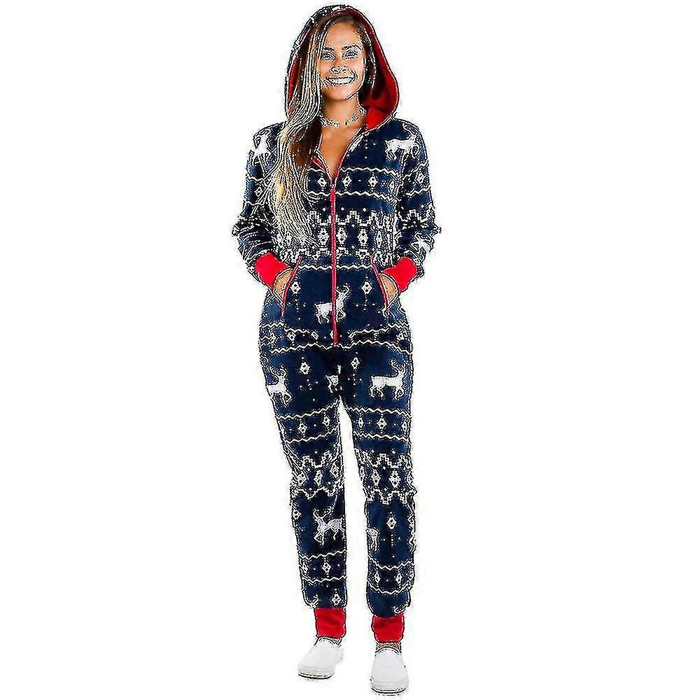 المرأة عيد الميلاد Onesie قطعة واحدة الرمز البريدي جمبسوت هوديي بلاي سويت بيجاماس عيد الميلاد ملابس النوم Loungewear