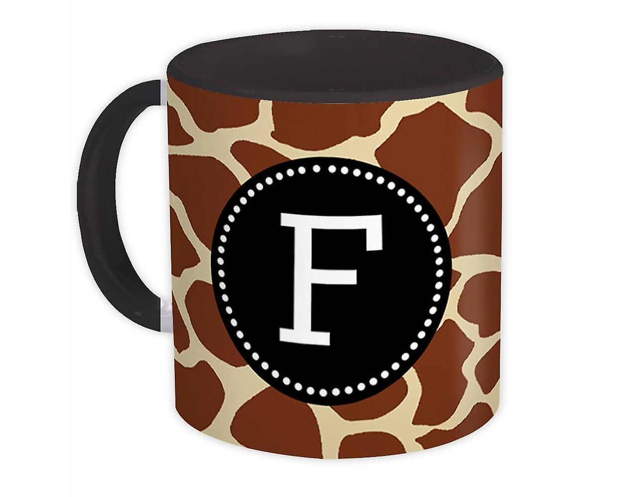 Gift Mug: Monogram Letter F Giraffe
