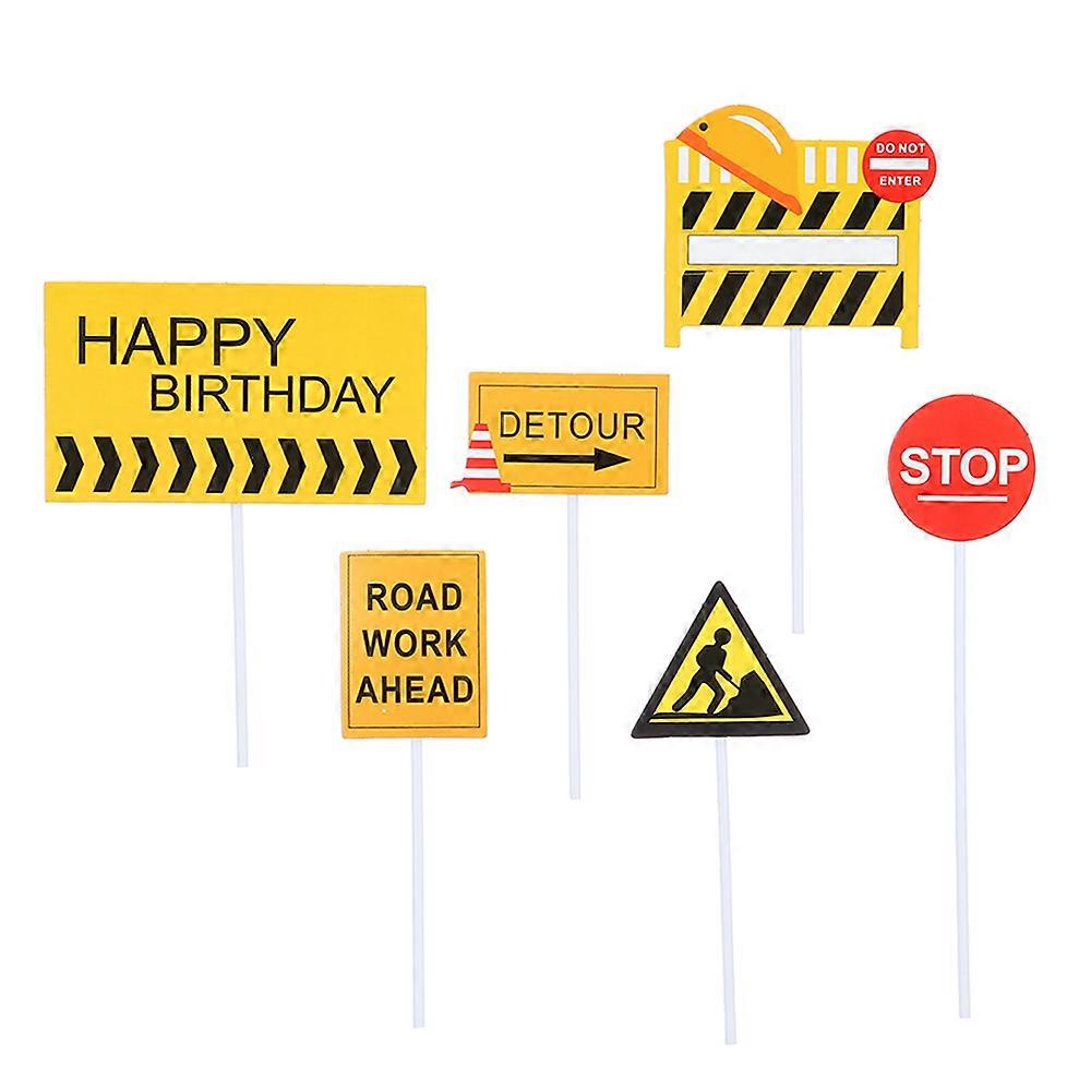 cute-cake-topper-mini-construction-crane-truck-road-sign-birthday-theme-party-supplies-for-kids-boys-cupcake-topper-decoration-fruugo-no