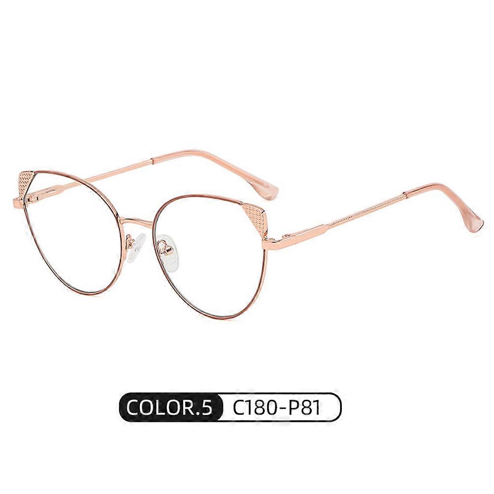 Women's Flat Lens Blue Ray Blocking Glasses Stylish Thin Metal Frame Eyeglasses
