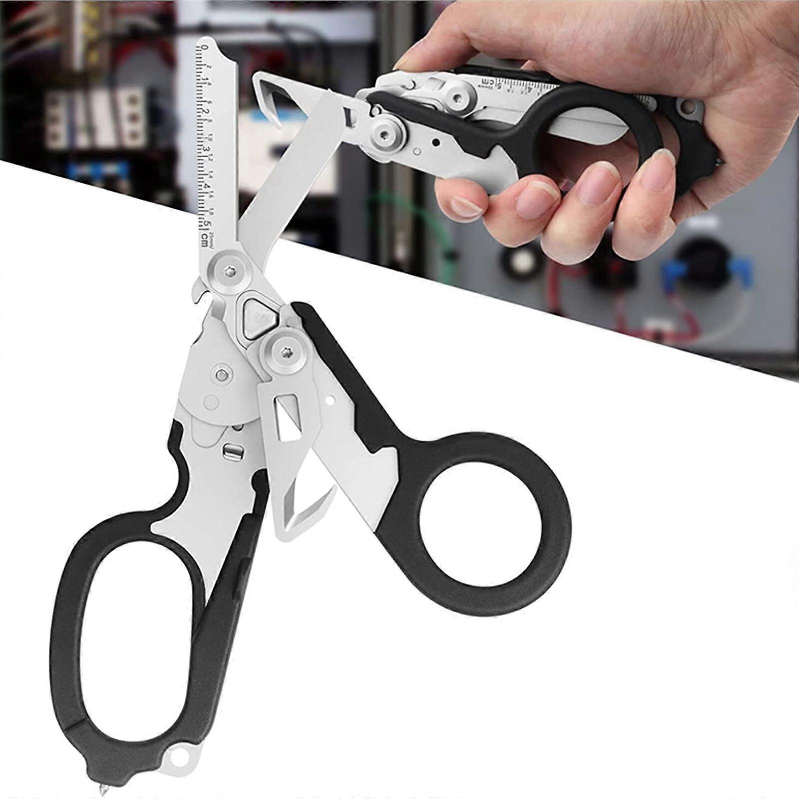 6 In 1 Emergency Scissors, Multi Tool Pliers Scissors, Tactical Folding Pliers,100% New