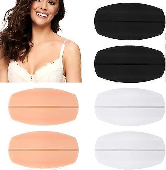 3 pairs of non-slip bra band cushions Black, White, Skin color, 3.5 2 0.2 soft silicone band holders comfort shoulder pain dents pressure comfortabl