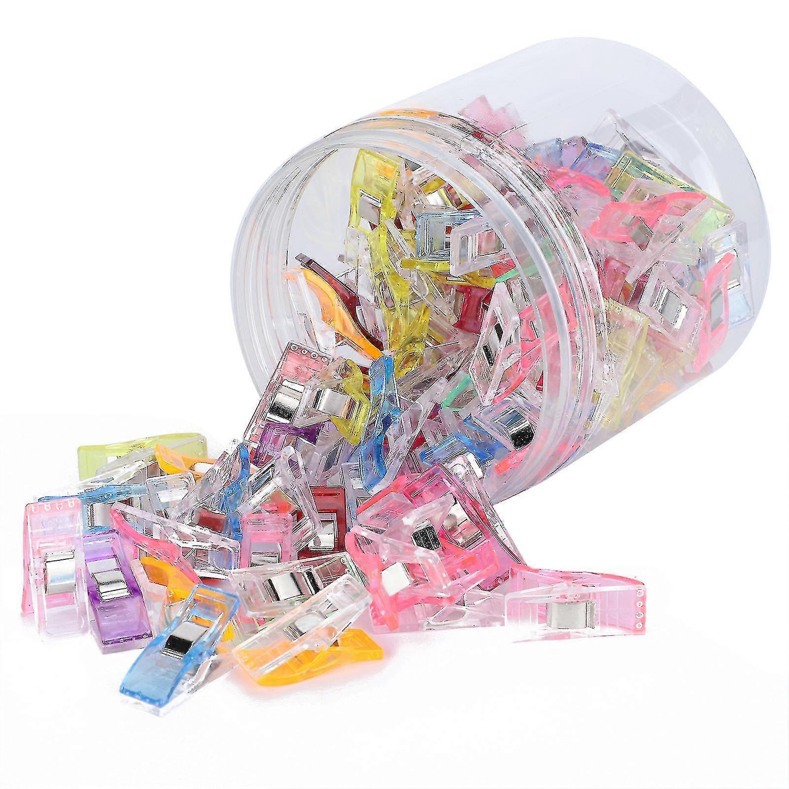 100 Pack Colorful Plastic Hemming Clips for Sewing, Quilting, and Patchwork
