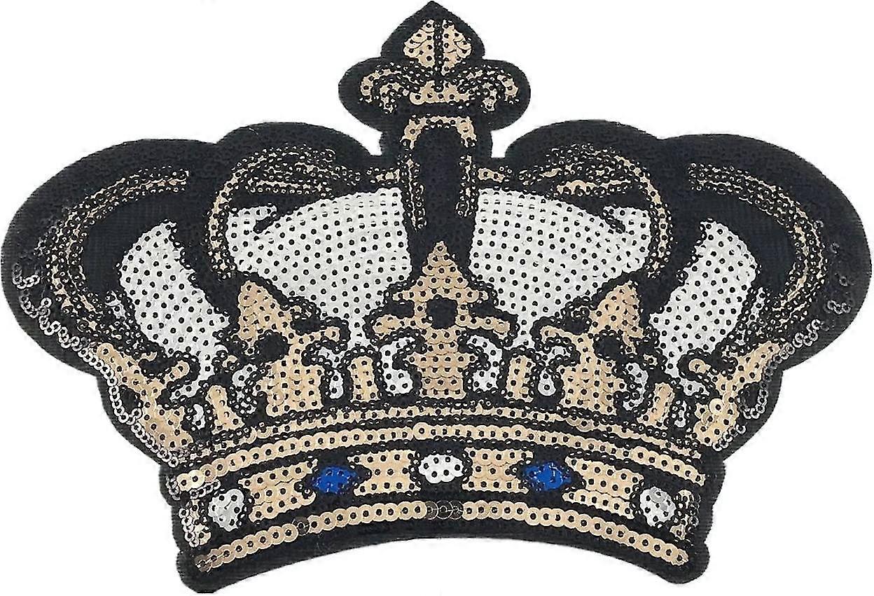 2個 DIYクラウンアップリケパッチ スパンコールに縫製/アイロン 刺繍パッチ シャツドレス用 帽子ベスト ジーンズ バックパック 服、デコレーション スパンコール アプリ