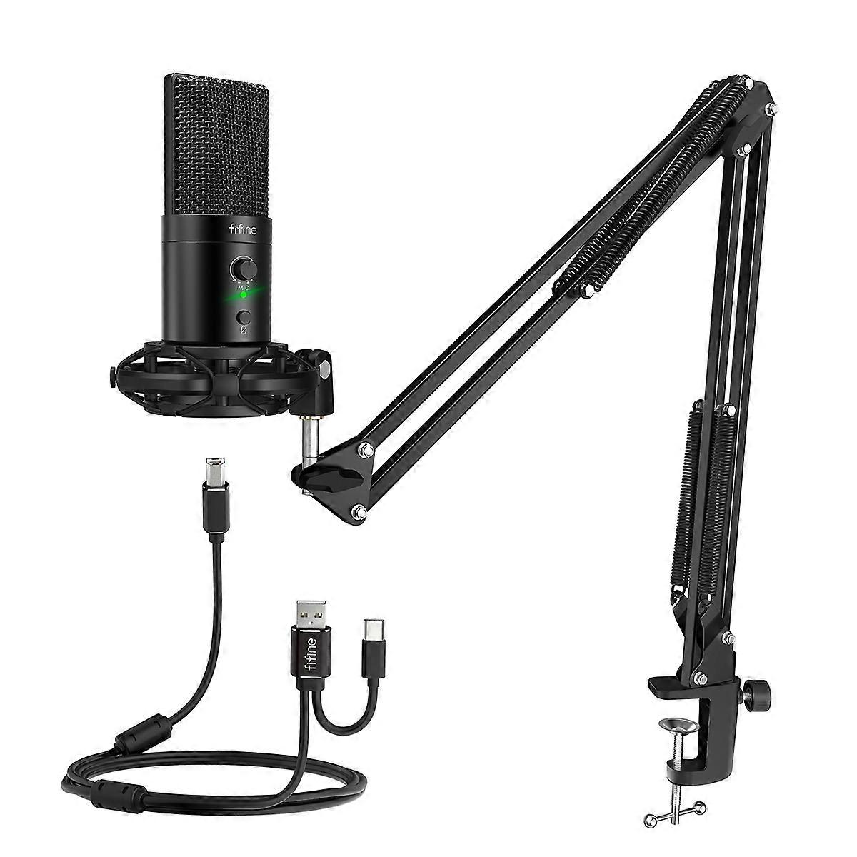 Redkid USB C&A Gaming Streaming Microphone Kit for PC Computer Arm Stand Mute Button&GainStudio Mic