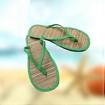 Hot Women Flat Slippers Comfortable Non-slip Sandals Silent Bamboo Rattan Flip Flop Beach Seaside Slippers-ZZY