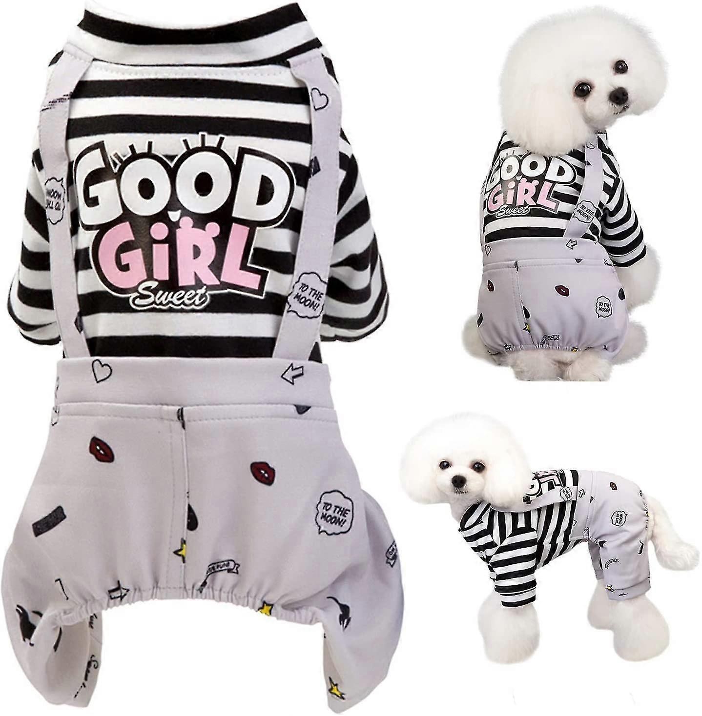 Dog Jumpsuit, Striped Puppy Pajamas, Cute Doggie Kitten Onesies Pjs Jumpers, Soft Cotton Shirt, 4 Legs Apparel Pet Clothes Outfits For Small Medium La
