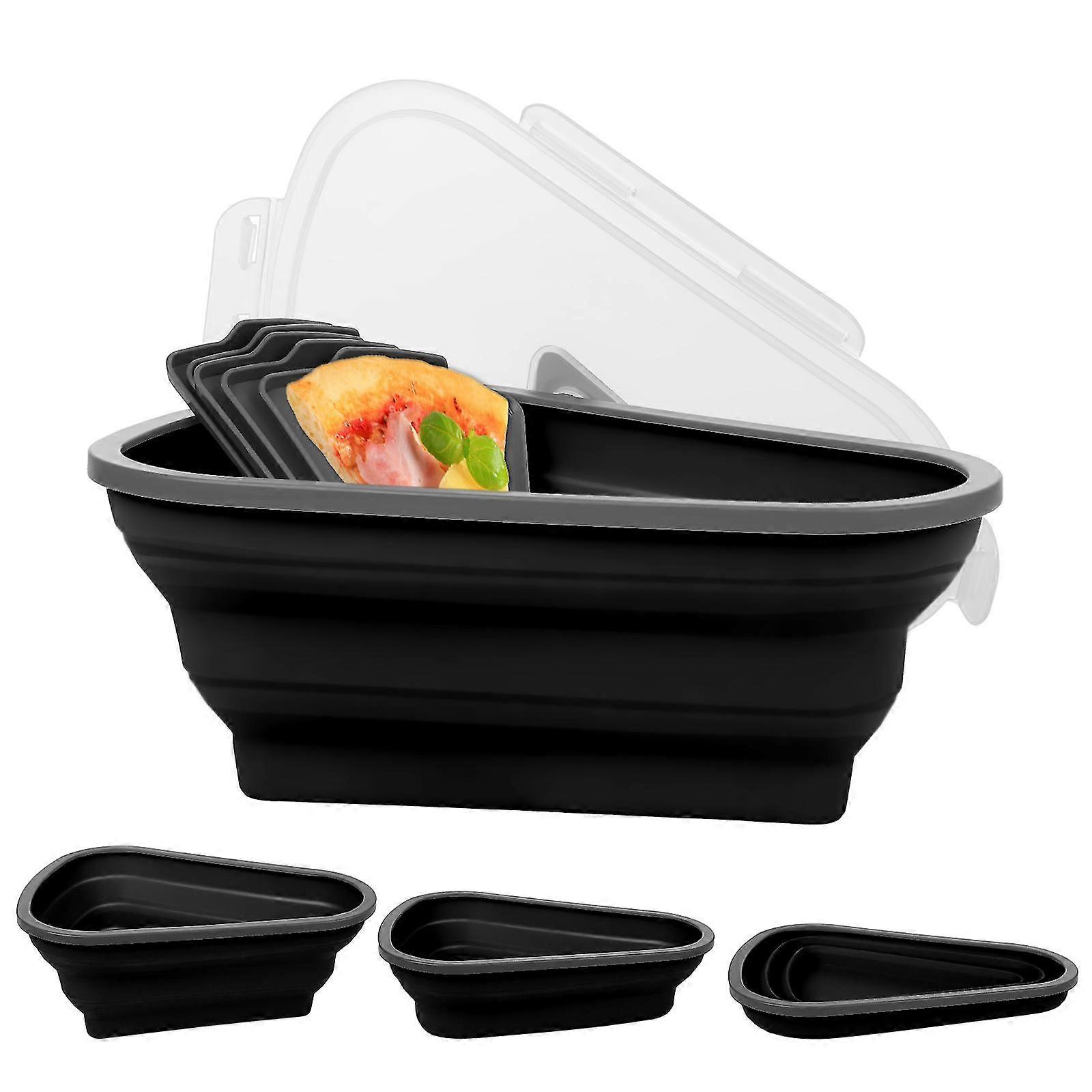 Reusable Pizza Storage Container With 5 Trays,foldable Pizza Slice Container Silicone Lunch Box
