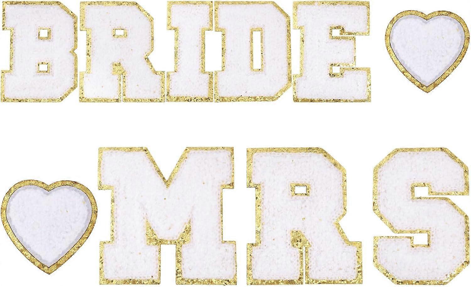 DIY 10PCS Bride Iron On Patches 3.1inch Iron On Letters for Clothes Alphabet Patches Sew Embroidered Patches Letter Sew On Patches for Jackets Hats Ba