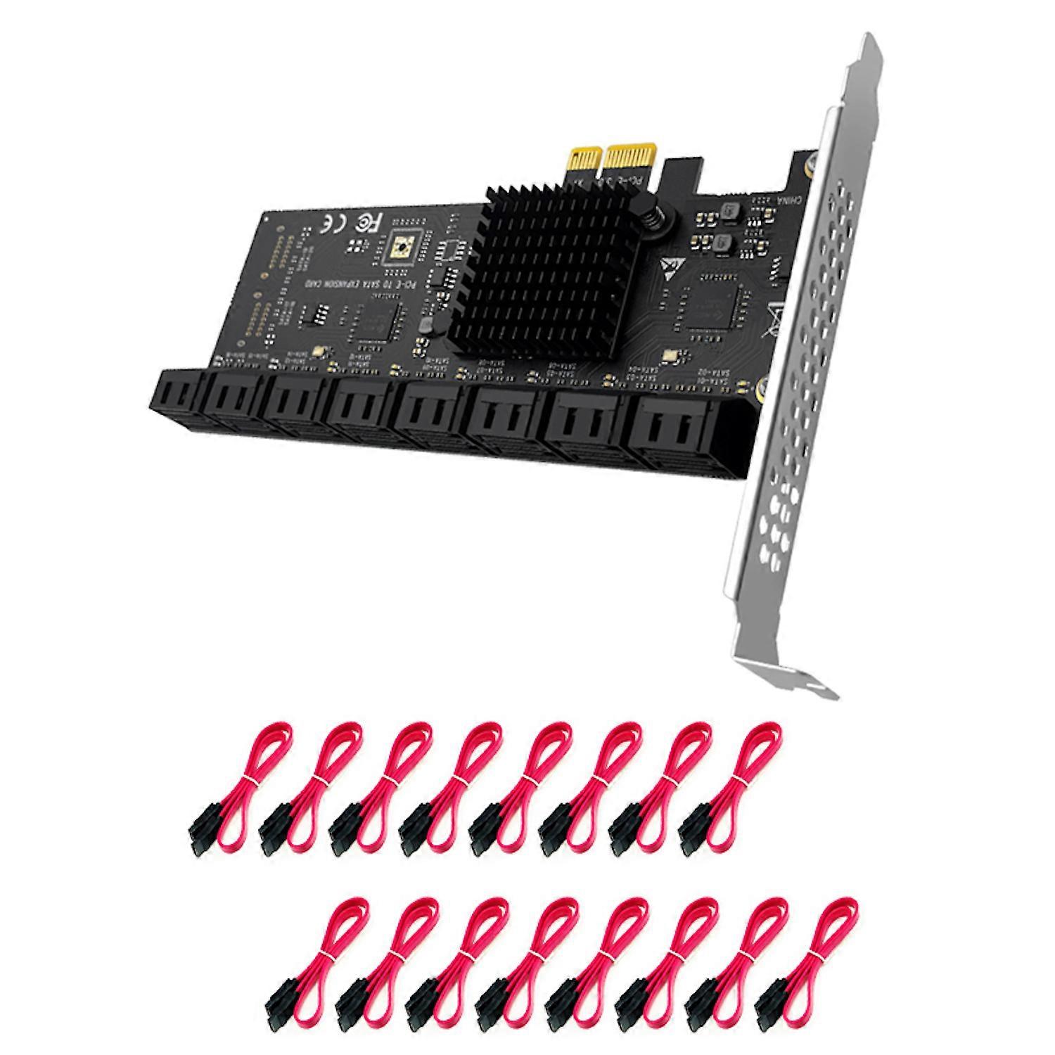 Adattatore SATA PCIE 1X Controller PCI Express a 16 porte SATA3.0 Scheda di espansione da PCI a Sata Riser Bit SSD Scheda aggiuntiva per Chia Mining