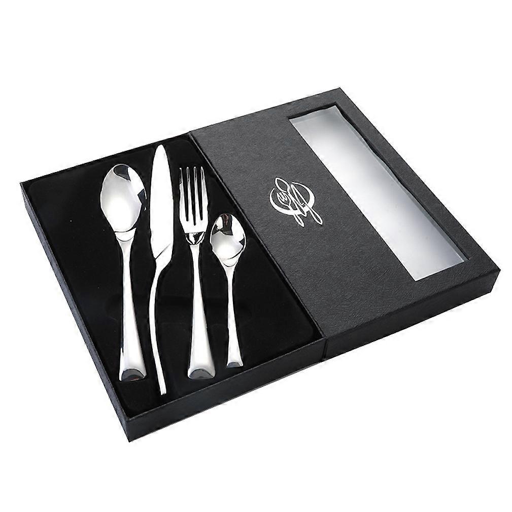 4pcs Cutlery Set Tableware Dinner Fork Knife Spoons Stainless Steel Silver