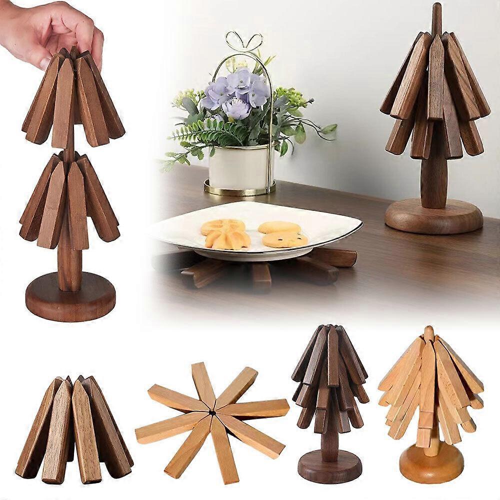 Wooden Cup Coaster Set,Tree Shape Trivet Set,Tree Coasters- 4 Wooden Trivets 1-302303
