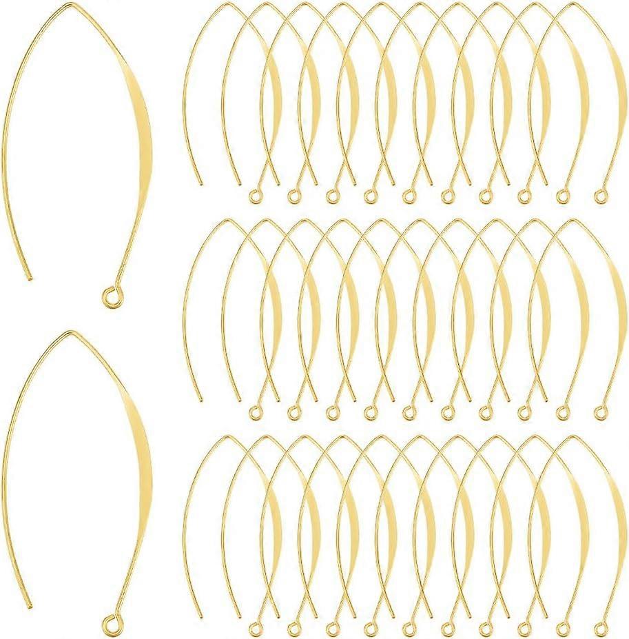 50Pcs Brass Earring Hooks with Horizontal Loop Nickel Free Real 18K Gold Plated Real 18K Gold Plated 43mm Hole: 1.8mm 18 Gauge Pin: 1mm