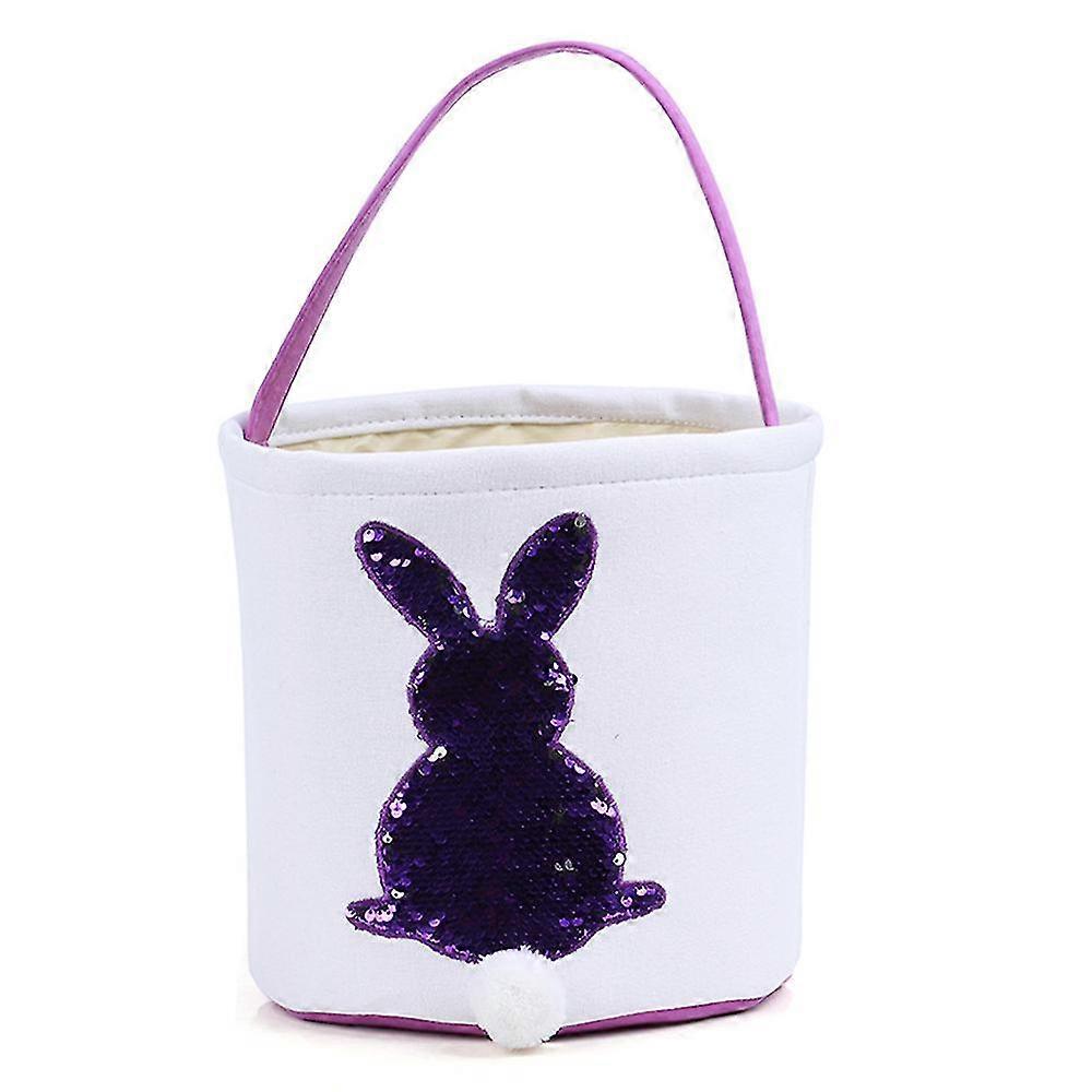 Easter Glitter Basket Bags Canvas Easter Eggs Hunt Basket Rabbit Easter Party Decoration